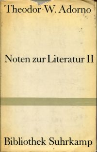 Adorno, Noten zur Literatur II. (Umschlag)