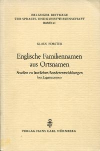 Forster, Englische Familiennamen aus Ortsnamen. (Umschlag)
