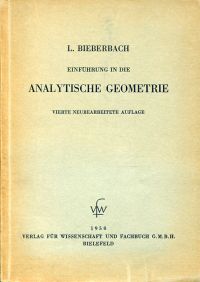 Bieberbach, Einführung in die analytische Geometrie. (Umschlag)