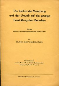 Gander, Der Einfluss der Vererbung und der Umwelt auf die geistige Entwicklung d (Umschlag)