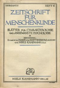 Zeitschrift für Menschenkunde, Jahrgang 1, Heft 6, Februar 1926 (Umschlag)