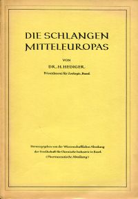 Hediger, Die Schlangen Mitteleuropas. (Einband)