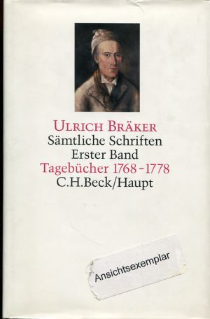 Bräker, Sämtliche Schriften, Band 1: Tagebücher. (Schutzumschlag)