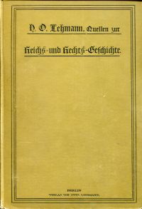 Lehmann, Quellen zur deutschen Reichs- und Rechtsgeschichte. (Umschlag)
