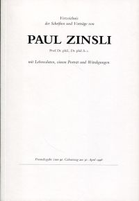 Ramseyer, Verzeichnis der Schriften und Vorträge von Paul Zinsli. (Umschlag)