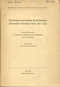 Joos-Renfer, Pathologisch-anatomische Beobachtungen bedeutender Schweizer Aerzte (Umschlag)
