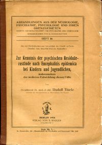 Thiele, Zur Kenntnis der psychischen Residuärzustände nach Encephalitis epidemic (Umschlag)