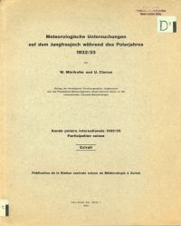 Mörikofer, Meteorologische Untersuchungen auf dem Jungfraujoch während des Polar (Umschlag)