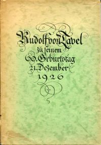 Tavel, Rudolf von Tavel zu seinem 60. Geburtstag, 21. Dezember 1926. (Umschlag)
