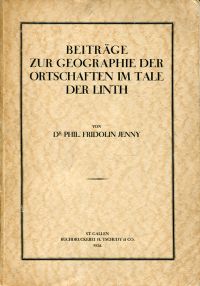 Jenny, Beiträge zur Geographie der Ortschaften im Tale der Linth. (Umschlag)