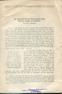 Schulthess, Die Bauinschrift der Römerwarte beim Kleinen Laufen bei Koblenz. (Umschlag)