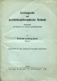 Stein, Soziologische und geschichtsphilosophische Methode. (Umschlag)