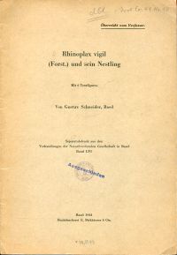 Schneider, Rhinoplax vigil (Forst.) und sein Nestling. (Umschlag)