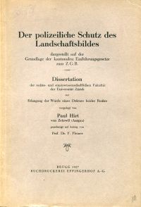 Hirt, Der polizeiliche Schutz des Landschaftsbildes, dargestellt auf der Grundla (Umschlag)