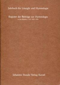 Ameln, Jahrbuch für Liturgik und Hymnologie, Register der Beiträge zur Hymnologi (Umschlag)
