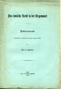 Schneider, Das römische Recht in der Gegenwart. (Umschlag)