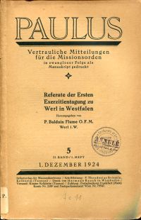 Paulus. Vertrauliche Mitteilungen für die Missionsorden in zwangloser Folge als (Umschlag)