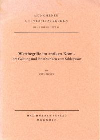 Becker, Wertbegriffe im antiken Rom. (Umschlag)