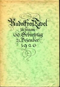 Tavel, Rudolf von Tavel zu seinem 60. Geburtstag, 21. Dezember 1926. (Umschlag)