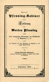 Schuegraf, Altes Pfenning-Kabinet. (Umschlag)