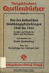 Aus den italienischen Unabhängigkeitskriegen 1848 bis 1866. (Umschlag)