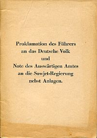 Hitler, Proklamation des Führers an das deutsche Volk und Note des Auswärtigen A (Umschlag)