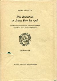Häusler, Das Emmental im Staate Bern bis 1798. (Umschlag)