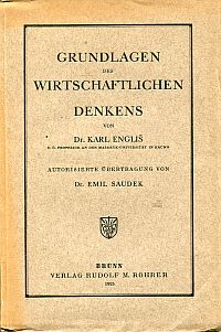 Engliš, Grundlagen des wirtschaftlichen Denkens. (Umschlag)