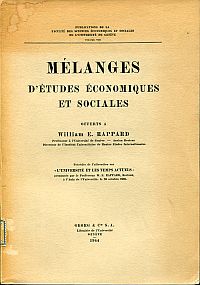 Mélanges d'études économiques et sociales offerts à William E(mmanuel) Rappard. (Umschlag)