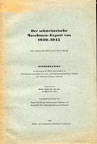 Saner, Der schweizerische Maschinenexport von 1930-1945. (Umschlag)