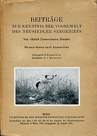 Zimmermann, Beiträge zur Kenntnis der Vogelwelt des Neusiedler Seegebiets. (Umschlag)