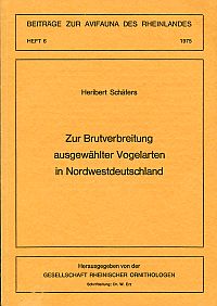Schäfers, Zur Brutverbreitung ausgewählter Vogelarten in Nordwest-Deutschland. (Umschlag)