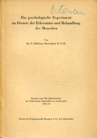Betschart, Das psychologische Experiment im Dienste der Erkenntnis und Behandlu (Umschlag)