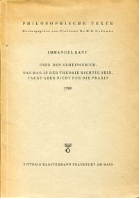 Kant, Über den Gemeinspruch. (Umschlag)