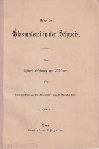 Mülinen, Über die Glasmalerei in der Schweiz. (Umschlag)
