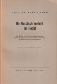 Binder, Die Geisteskrankheit im Recht. (Umschlag)