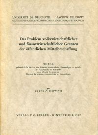 Flütsch, Das Problem volkswirtschaftlicher und finanzwirtschaftlicher Grenzen de (Umschlag)