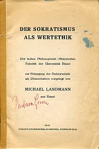 Landmann, Der Sokratismus als Wertethik. (Umschlag)