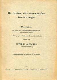Escher, Die Revision der internationalen Vereinbarungen. (Umschlag)
