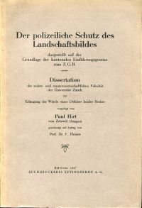 Hirt, Der polizeiliche Schutz des Landschaftsbildes (Umschlag)