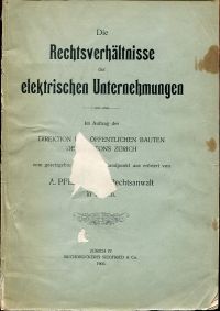 Pfleghart, Die Rechtsverhältnisse der elektrischen Unternehmungen. (Umschlag)