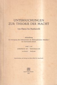 Uchtenhagen, Untersuchungen zur Theorie der Macht von Platon bis Machiavelli. (Umschlag)